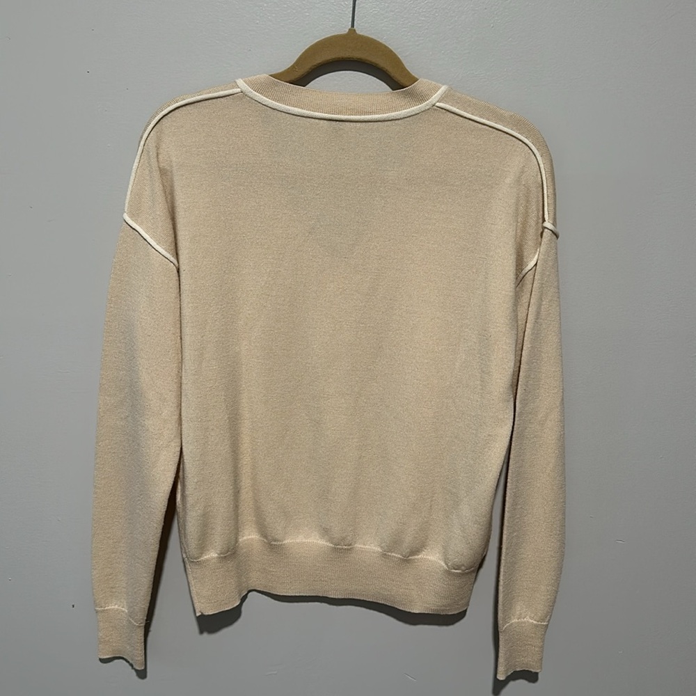 Iris & Ink Beige And Tan Piped 100% Wool Lightwei… - image 4